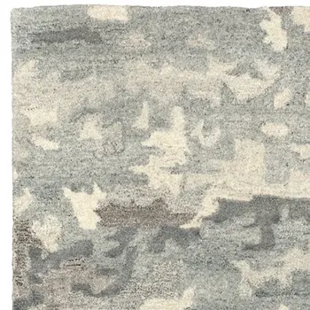 8' Gray And Charcoal Wool Abstract Hand Tufted Runner Rug