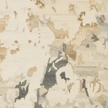 8' X 10' Beige And Charcoal Wool Abstract Hand Tufted Area Rug