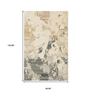 8' X 10' Beige And Charcoal Wool Abstract Hand Tufted Area Rug
