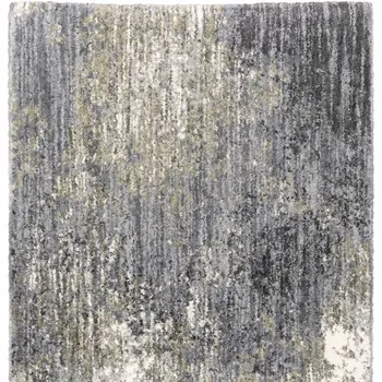 5' X 8' Gray And Ivory Abstract Shag Area Rug