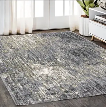 5' X 8' Gray And Ivory Abstract Shag Area Rug