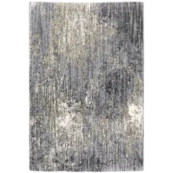 5' X 8' Gray And Ivory Abstract Shag Area Rug