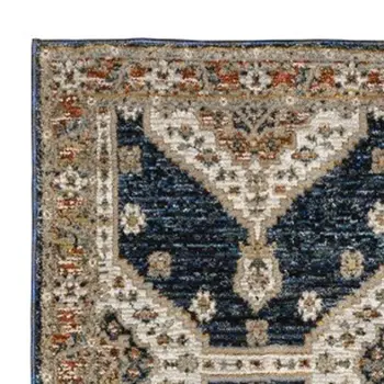 12' Blue And Orange Medallion Runner Rug