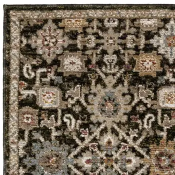 12' Brown Gray And Tan Oriental Runner Rug
