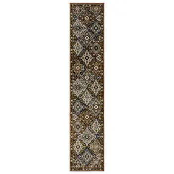 12' Red Orange And Ivory Medallion Runner Rug