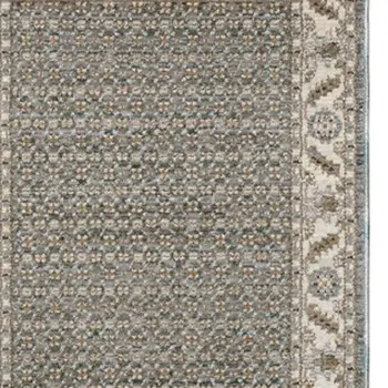 12' Blue And Ivory Oriental Runner Rug
