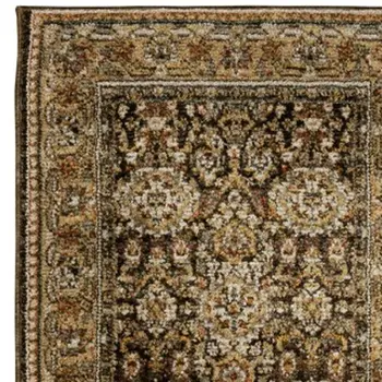 12' Brown And Gold Oriental Runner Rug