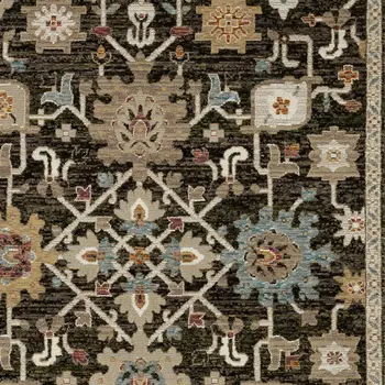 7' X 10' Brown Gray And Tan Oriental Area Rug