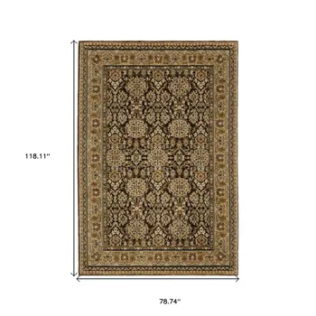 7' X 10' Brown And Gold Oriental Area Rug