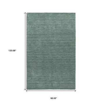 8' X 10' Light Blue Wool Hand Tufted Area Rug