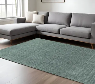8' X 10' Light Blue Wool Hand Tufted Area Rug