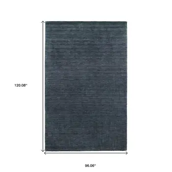 8' X 10' Navy Blue Wool Hand Tufted Area Rug