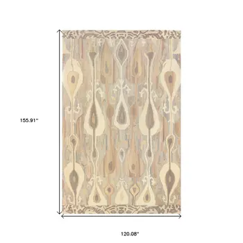 10' X 13' Gray And Beige Wool Abstract Hand Tufted Area Rug