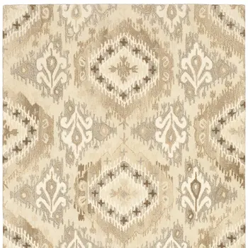 10' X 13' Beige And Ivory Wool Abstract Hand Tufted Area Rug