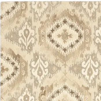 10' X 13' Beige And Ivory Wool Abstract Hand Tufted Area Rug