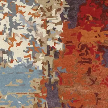 10' X 13' Orange White And Blue Abstract Hand Tufted Area Rug