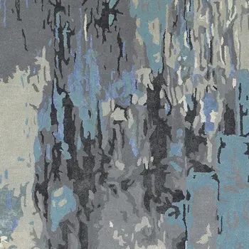 10' X 13' Blue And Gray Abstract Hand Tufted Area Rug