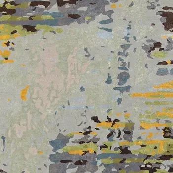 10' X 13' Gray Black And Yellow Abstract Hand Tufted Area Rug