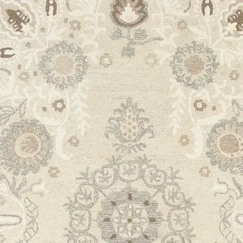 10' X 13' Sand Wool Floral Hand Tufted Area Rug