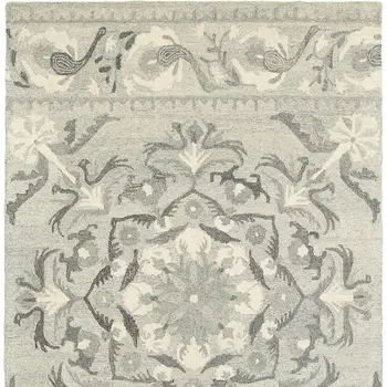 10' X 13' Ivory Wool Floral Hand Tufted Area Rug