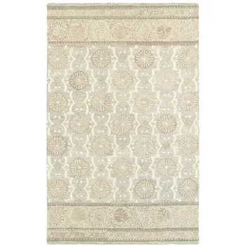 10' X 13' Sand Wool Floral Hand Tufted Area Rug