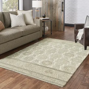 10' X 13' Sand Wool Floral Hand Tufted Area Rug