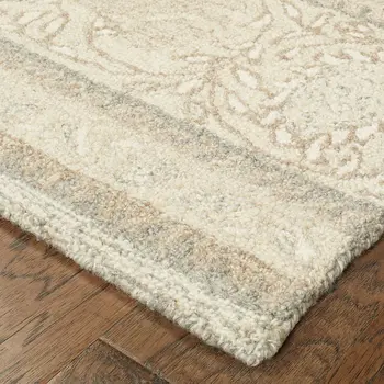 10' X 13' Sand Wool Floral Hand Tufted Area Rug