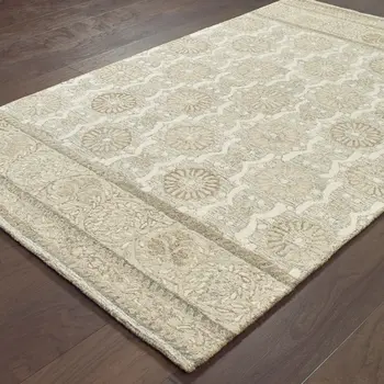 10' X 13' Sand Wool Floral Hand Tufted Area Rug