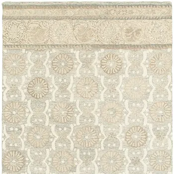 10' X 13' Sand Wool Floral Hand Tufted Area Rug