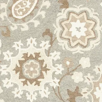 10' X 13' Gray And Sand Wool Floral Hand Tufted Area Rug