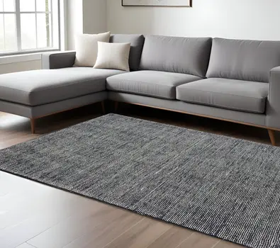 10' X 13' Charcoal And Black Hand Tufted Area Rug