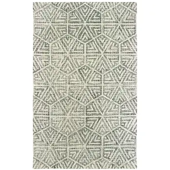 10' X 13' Gray And Ivory Wool Geometric Hand Tufted Area Rug