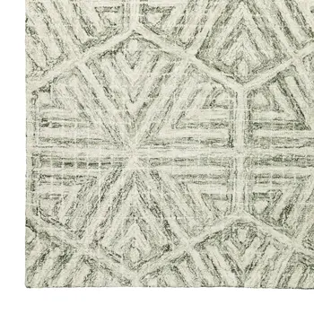 10' X 13' Gray And Ivory Wool Geometric Hand Tufted Area Rug