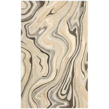 10' X 13' Beige And Charcoal Wool Abstract Hand Tufted Area Rug