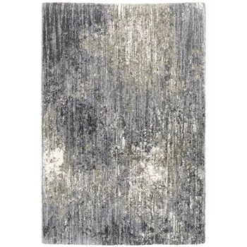 10' X 13' Gray And Ivory Abstract Shag Area Rug