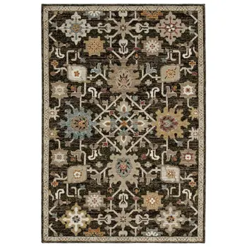 10' X 13' Brown Tan And Gray Oriental Area Rug