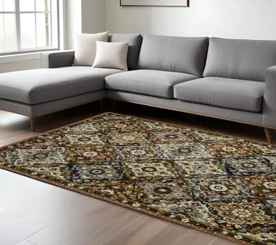 10' X 13' Red Tan And Ivory Medallion Area Rug