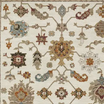 10' X 13' Ivory Gray And Teal Oriental Area Rug
