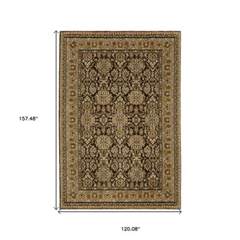 10' X 13' Brown And Gold Oriental Area Rug