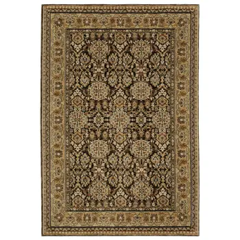 10' X 13' Brown And Gold Oriental Area Rug