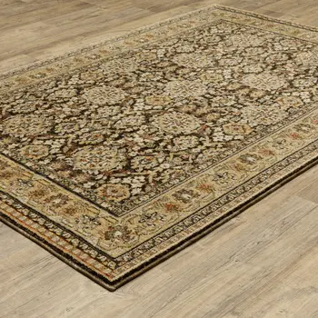 10' X 13' Brown And Gold Oriental Area Rug
