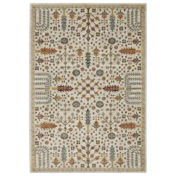 10' X 13' Ivory And Gold Oriental Area Rug