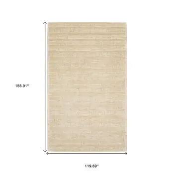 10' X 13' Beige And Ivory Striped Hand Tufted Area Rug