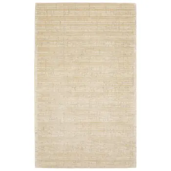 10' X 13' Beige And Ivory Striped Hand Tufted Area Rug