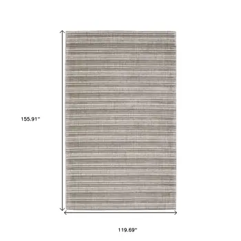 10' X 13' Gray And Ivory Striped Hand Tufted Area Rug