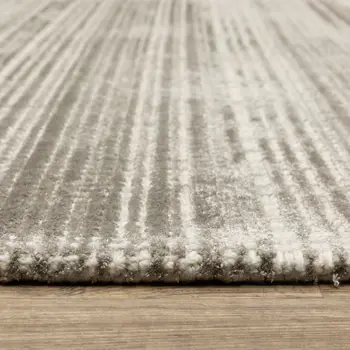 10' X 13' Gray And Ivory Striped Hand Tufted Area Rug