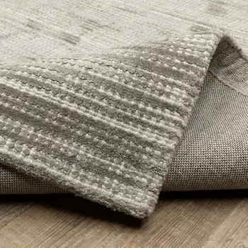 10' X 13' Gray And Ivory Striped Hand Tufted Area Rug