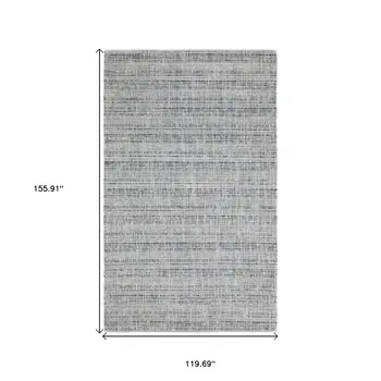 10' X 13' Gray And Blue Striped Hand Tufted Area Rug
