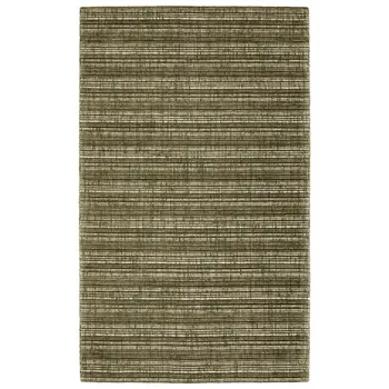 10' X 13' Green And Ivory Striped Hand Tufted Area Rug
