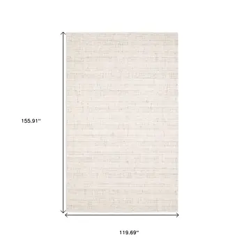 10' X 13' Ivory And Gray Striped Hand Tufted Area Rug